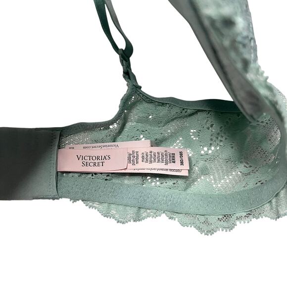 Victoria's Secret Wicked Unlined Lace Balconette Bra Mint Green Size 38D - Picture 3 of 3